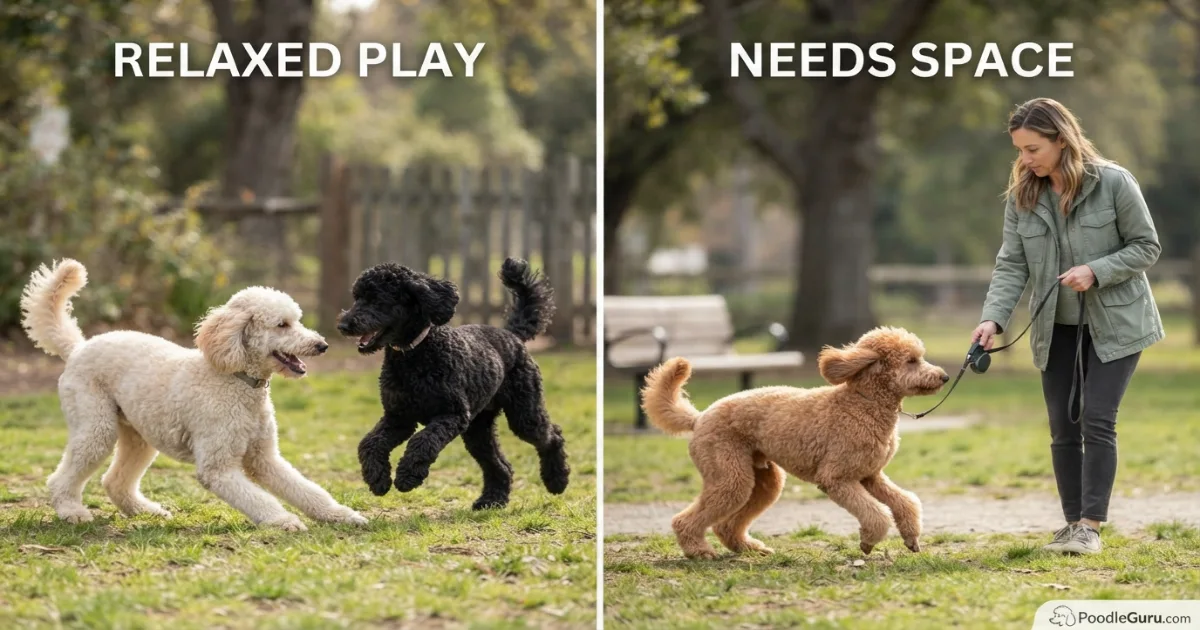 Relaxed poodle play compared with poodle stress signals at a dog park