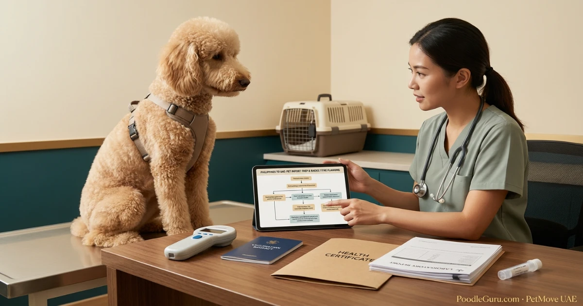 Poodle veterinary travel preparation for Philippines to UAE rabies titre requirement