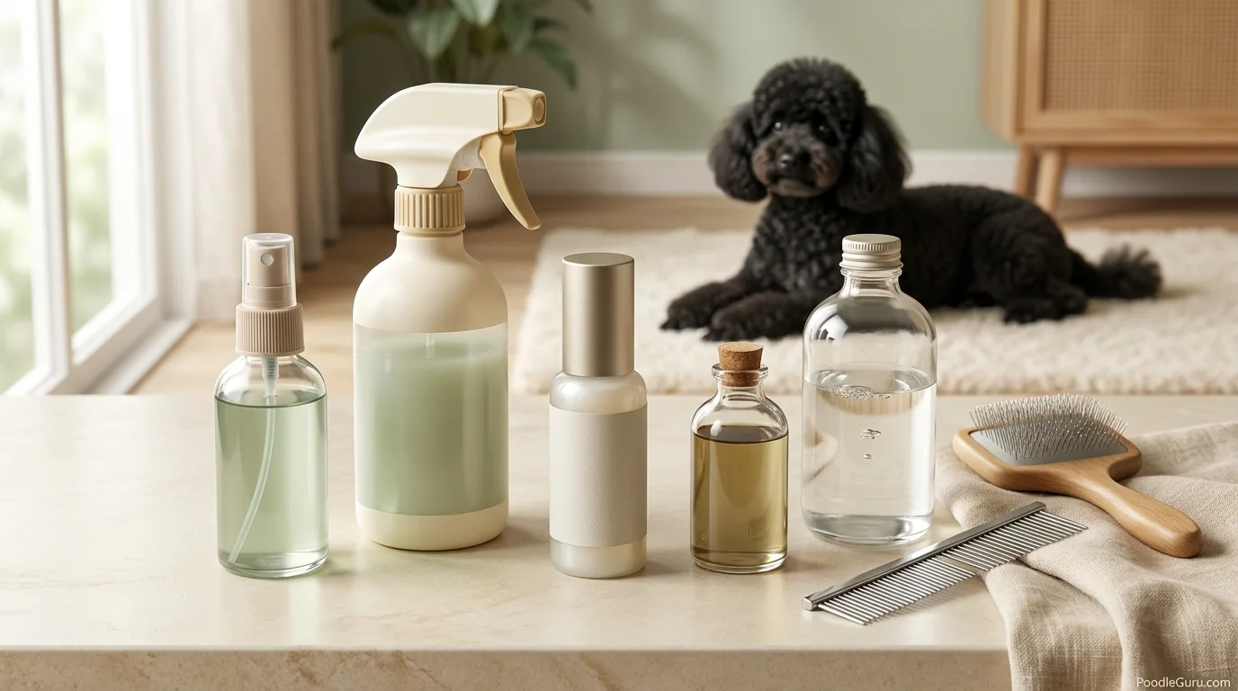 Comparison of fine-mist dog detangler spray formats for Poodle coat care