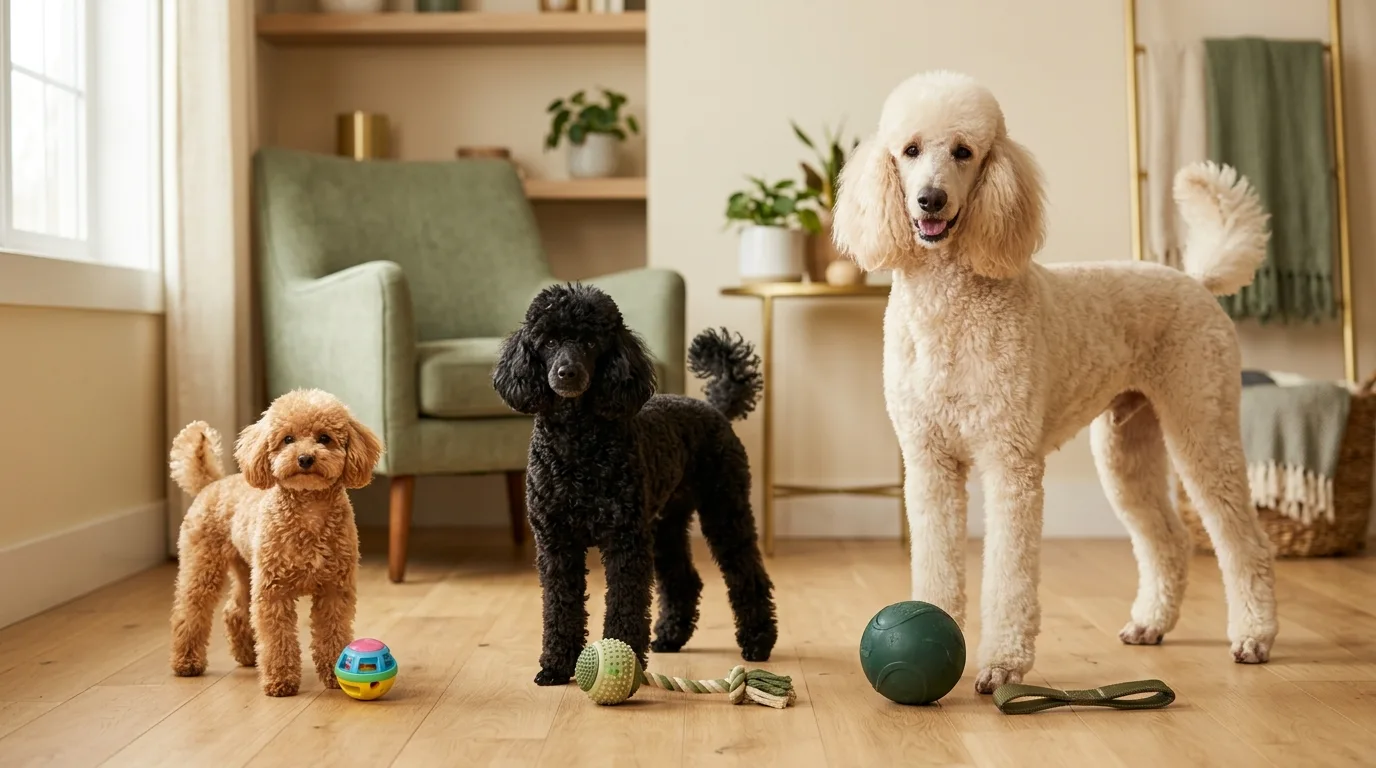 Toy Miniature and Standard Poodle toy size comparison